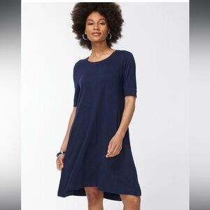 Chico’s Seamed Cotton Slub T-Shirt Dress Navy Blue. Size 4/Chicos 0.